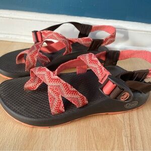 Chaco Coral and Chocolate Sandals